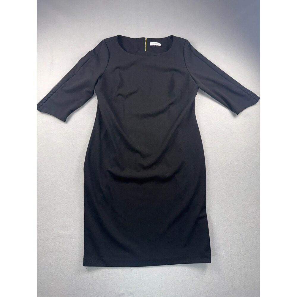 Calvin Klein Black 3/4 Sleeve Sheath Dress